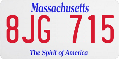 MA license plate 8JG715