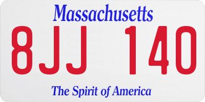 MA license plate 8JJ140