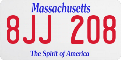MA license plate 8JJ208