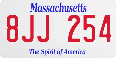MA license plate 8JJ254