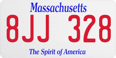 MA license plate 8JJ328