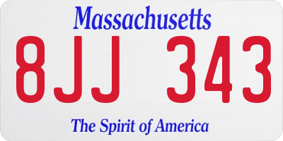 MA license plate 8JJ343