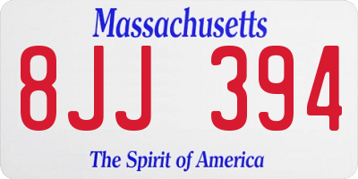 MA license plate 8JJ394