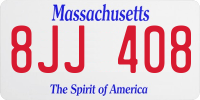 MA license plate 8JJ408