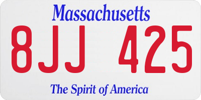 MA license plate 8JJ425