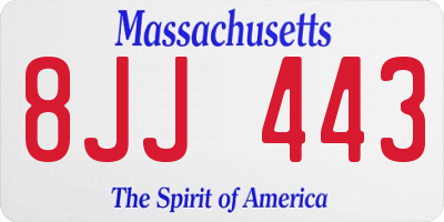 MA license plate 8JJ443