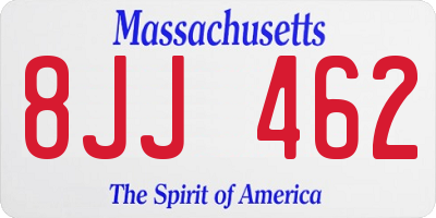 MA license plate 8JJ462