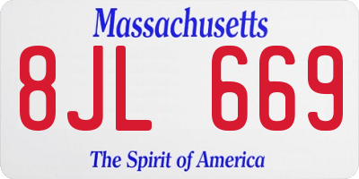 MA license plate 8JL669