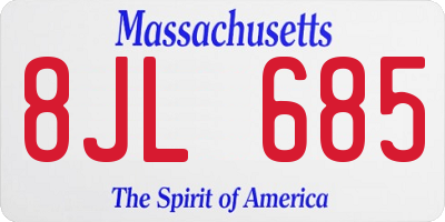 MA license plate 8JL685