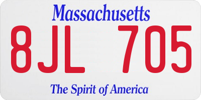 MA license plate 8JL705