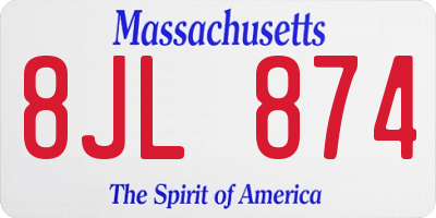 MA license plate 8JL874