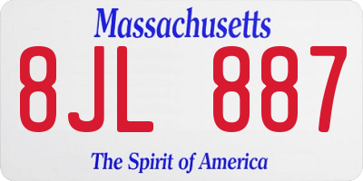 MA license plate 8JL887