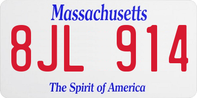 MA license plate 8JL914