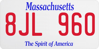 MA license plate 8JL960