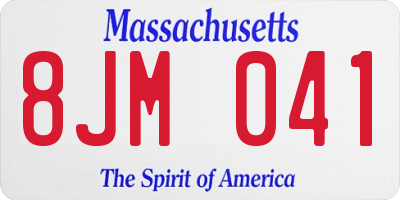 MA license plate 8JM041