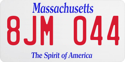 MA license plate 8JM044