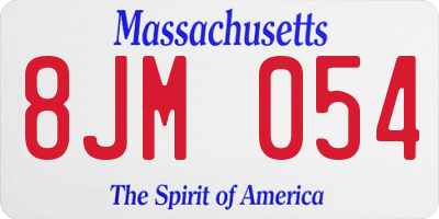 MA license plate 8JM054