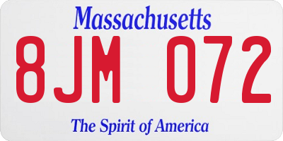 MA license plate 8JM072