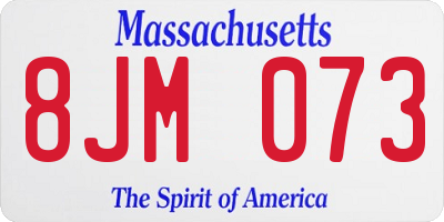 MA license plate 8JM073
