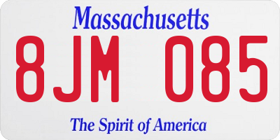 MA license plate 8JM085