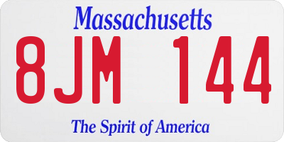 MA license plate 8JM144