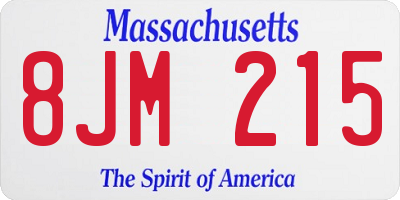 MA license plate 8JM215