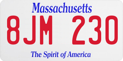 MA license plate 8JM230