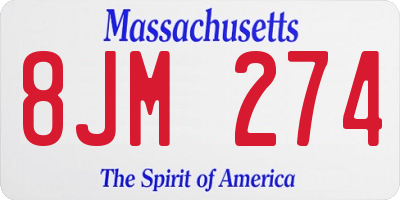 MA license plate 8JM274