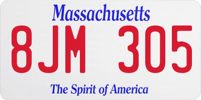 MA license plate 8JM305