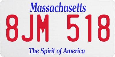 MA license plate 8JM518