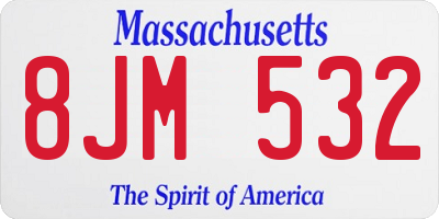 MA license plate 8JM532
