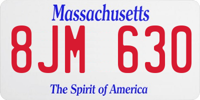 MA license plate 8JM630