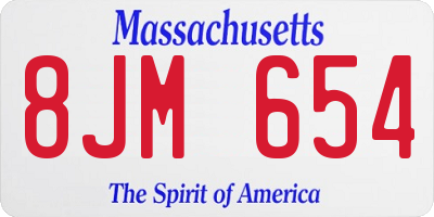MA license plate 8JM654