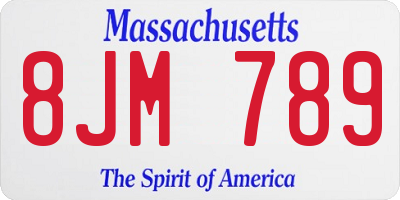 MA license plate 8JM789