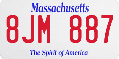 MA license plate 8JM887
