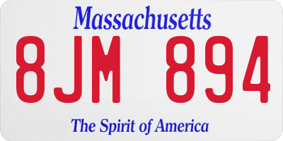 MA license plate 8JM894