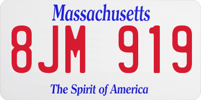 MA license plate 8JM919