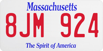 MA license plate 8JM924