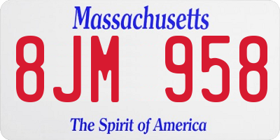 MA license plate 8JM958