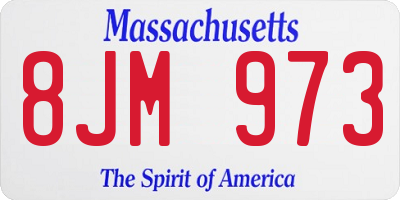 MA license plate 8JM973