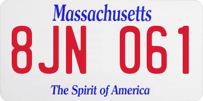 MA license plate 8JN061