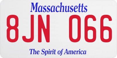 MA license plate 8JN066