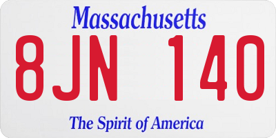 MA license plate 8JN140