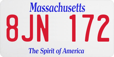 MA license plate 8JN172