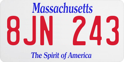MA license plate 8JN243