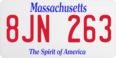 MA license plate 8JN263