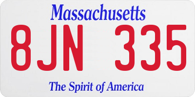 MA license plate 8JN335