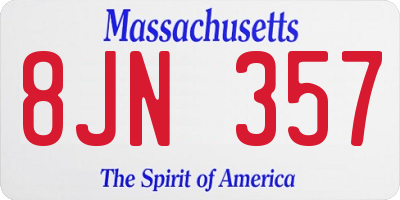 MA license plate 8JN357