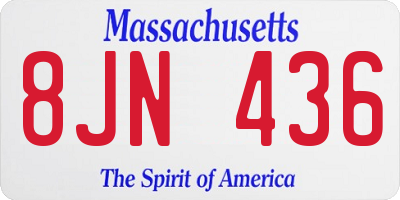 MA license plate 8JN436