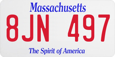 MA license plate 8JN497